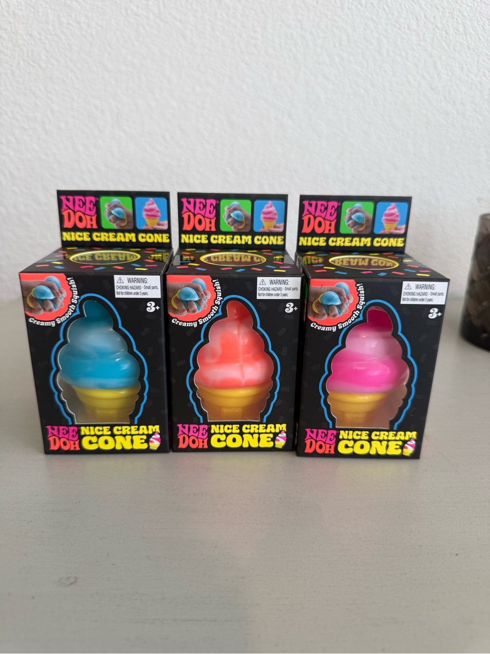 Nice Cream Cone Stress Toy - Blue, Orange, Pink SET OF 3